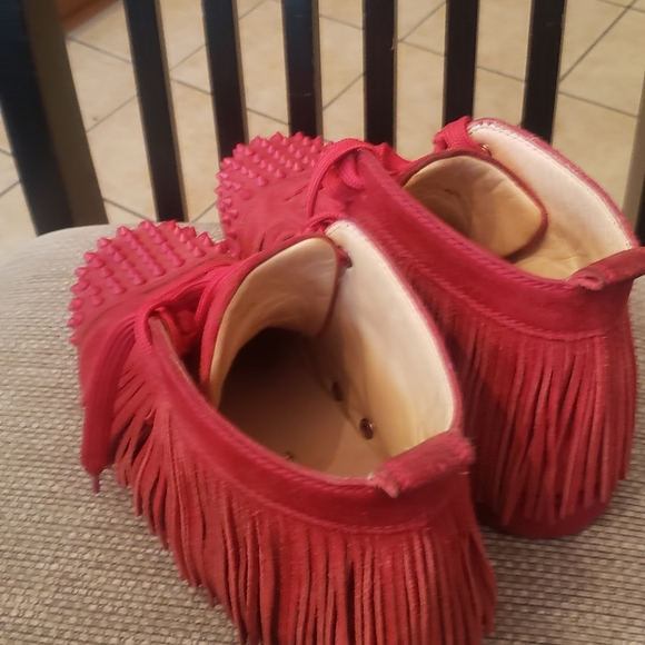CHRISTIAN LOUBOUTIN red fringe COACHELITO Shoes - Picture 6 of 7